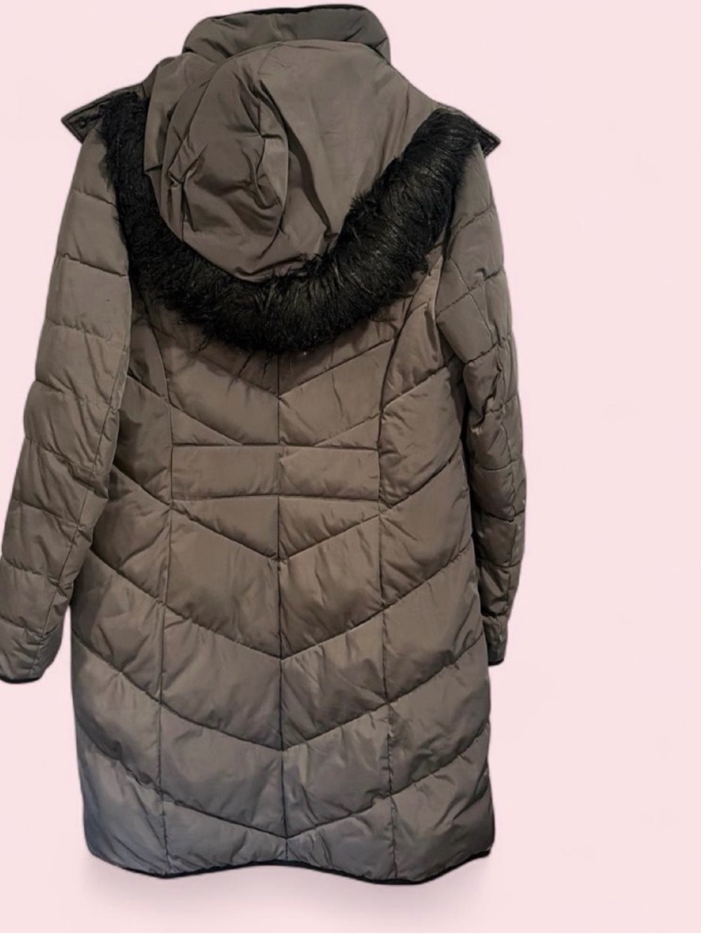 Women’s Quilted Hooded Winter Coat with Faux Fur Trim